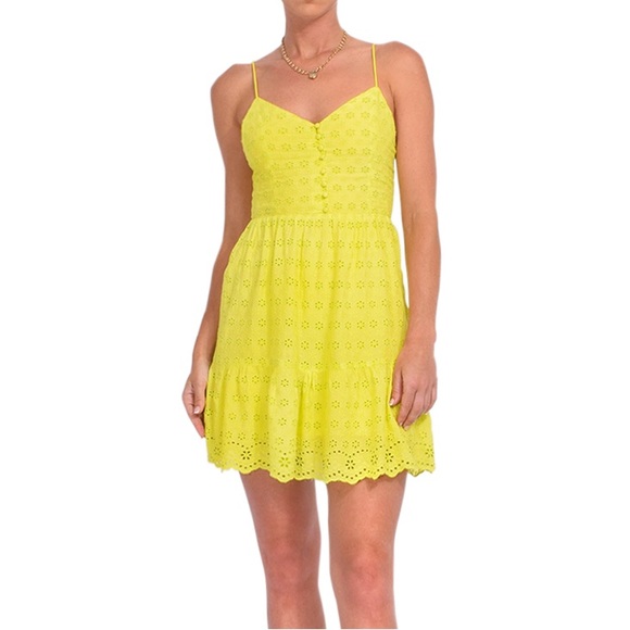 Alice + Olivia Dresses & Skirts - Alice + Olivia Fae Spaghetti Strap Mini Dress Lemon Sorbet